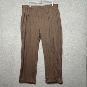 Polo Ralph Lauren Tencel Dress Pants Brown Pleated Casual Trousers‎ Men  36x27